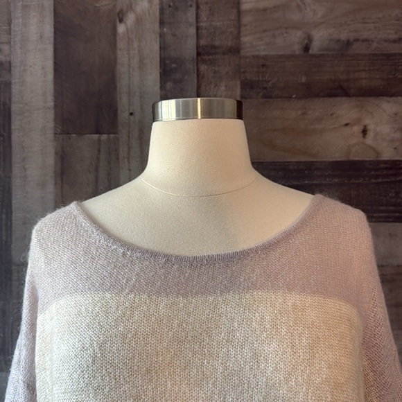 Free People pastel stripe long sleeve sweater medium boho violet cream Softgirl - Picture 3 of 11